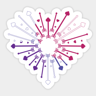 Magenta and Purple Arrows Forming a Heart Sticker